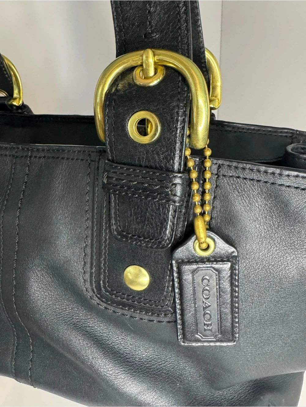 #354 Coach Soho Black Leather Satchel Shoulder Tote Bag